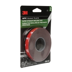 3M 7000000534 Super Strength Molding Tape, 15 ft L x 1/2 in W, 0.045 in THK, Acrylic Adhesive, Black