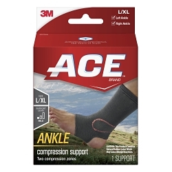 ACE 7100114327 207526 Ankle Support, Natural Rubber Latex/Neoprene/Nylon/Polyester, Black