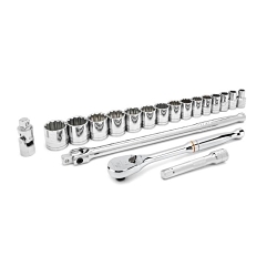 GEARWRENCH 80792 Imperial Standard Mechanics Tool Set, Blow Molded Case Tool Storage, 1/2 in Drive, 12-Point, 19 Pieces, Alloy Steel, ASME Specified