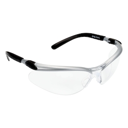 3M 7000052795 Protective Eyewear, Anti-Fog, Clear Lens, Half-Frame Frame, Silver/Black, Plastic Frame, Polycarbonate Lens, ANSI Z87.1-2003, ANSI Z87.1-2015, CSA Z94.3, CSA Z94.3-2007