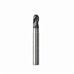 Seco JABRO Solid2 02928288 JS533 Ball End Center Cutting Medium Helix Regular Length Single End Mill, 2 mm Dia Cutter, 2 mm Length of Cut, 3 Flutes, 3 mm Dia Shank, 38 mm OAL, NXT/PVD Coated