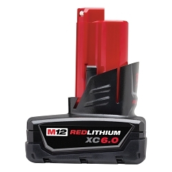 Milwaukee 48-11-2460 Battery Pack, 6 Ah Li-Ion Battery, For Use With 12 V DC Cordless Tool