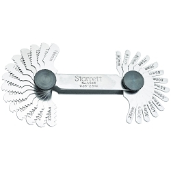 Starrett 156M Screw Pitch Gauge, 0.25 to 2.5 mm Measuring, 28 Leaves, Steel