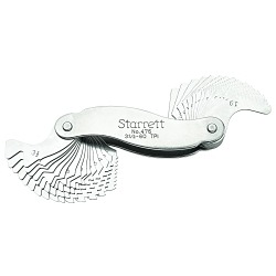 Starrett 476 Whitworth Standard Screw Pitch Gage With Positive Stop, 3-1/2 to 60 TPI Measuring, 30 Leaves, Steel