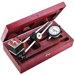 Starrett 657EZ Indicator Holder Set With Finished Wood Case, 9-21/34 in OAL, 3/8 in Dia x 9-7/32 in L Rod