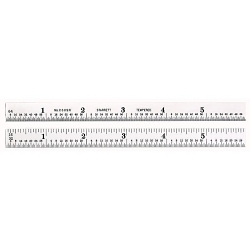 Starrett C309R-6 Full Flexible Precision Rule, Imperial Measuring System, Graduations #9R to 16ths and Quick-Reading 32nds on One Side, Quick-Reading 64ths on Reverse Side, 6 in L, Steel, Silver
