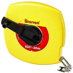 Starrett KTS510-100ME-N Global Series Long Measuring Tape, 100 ft L x 3/8 in W Blade, Steel Blade, Imperial/Metric Measuring System, 1/8 in, 1 mm Graduation