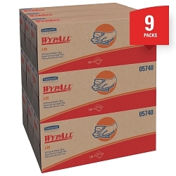 WypAll* 05740 L40 Americas Favorite General Purpose Wiper, 16.4 x 9.8 in, 100 Wipes Capacity, Double Re-Creped, Blue
